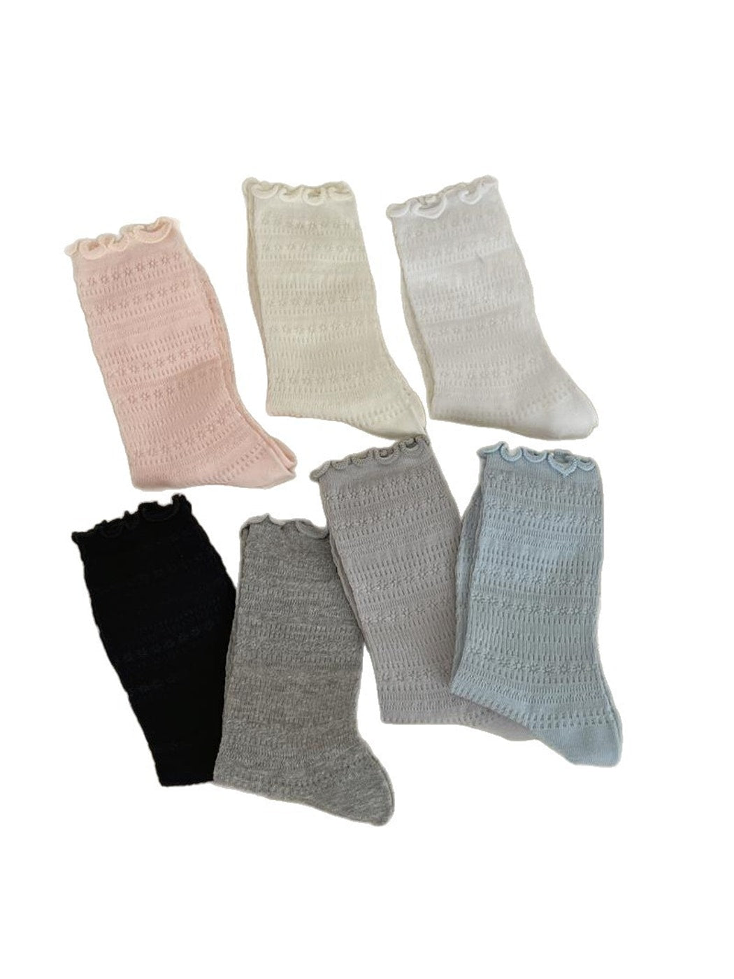 Rufia - Ruffle Trim Hollow-Out Crew Socks