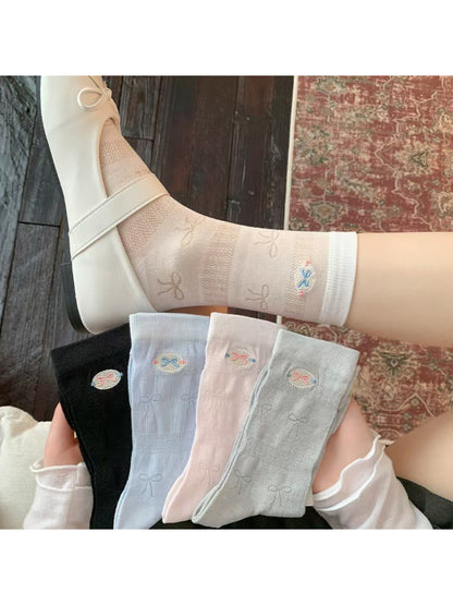 Rufia - Ribbon Motif Sheer Crew Socks product image 2