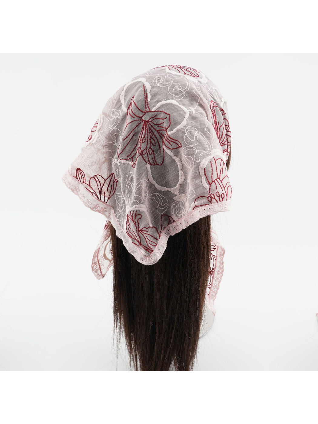 Scarvii - Floral Outline Scalloped Edge Bandana Scarf