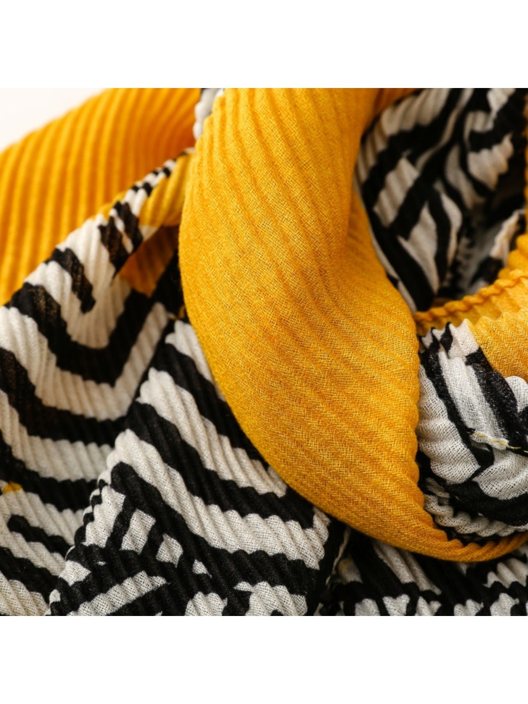 Scarvii - Yellow Zebra Print Crinkle Scarf