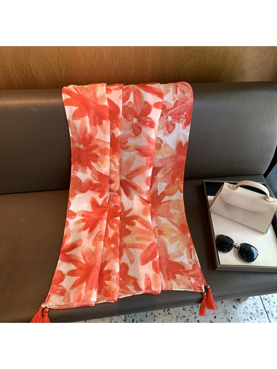 Scarvii - Floral Print Rectangular Fashion Scarf