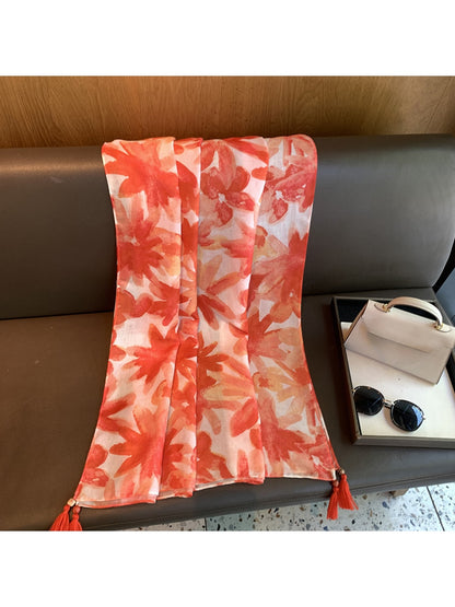 Scarvii - Floral Print Rectangular Fashion Scarf