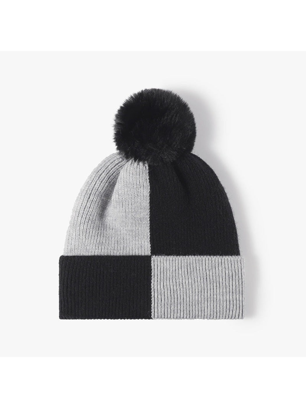 Haila - Colorblock Fleece-Lined Pom-Pom Beanie