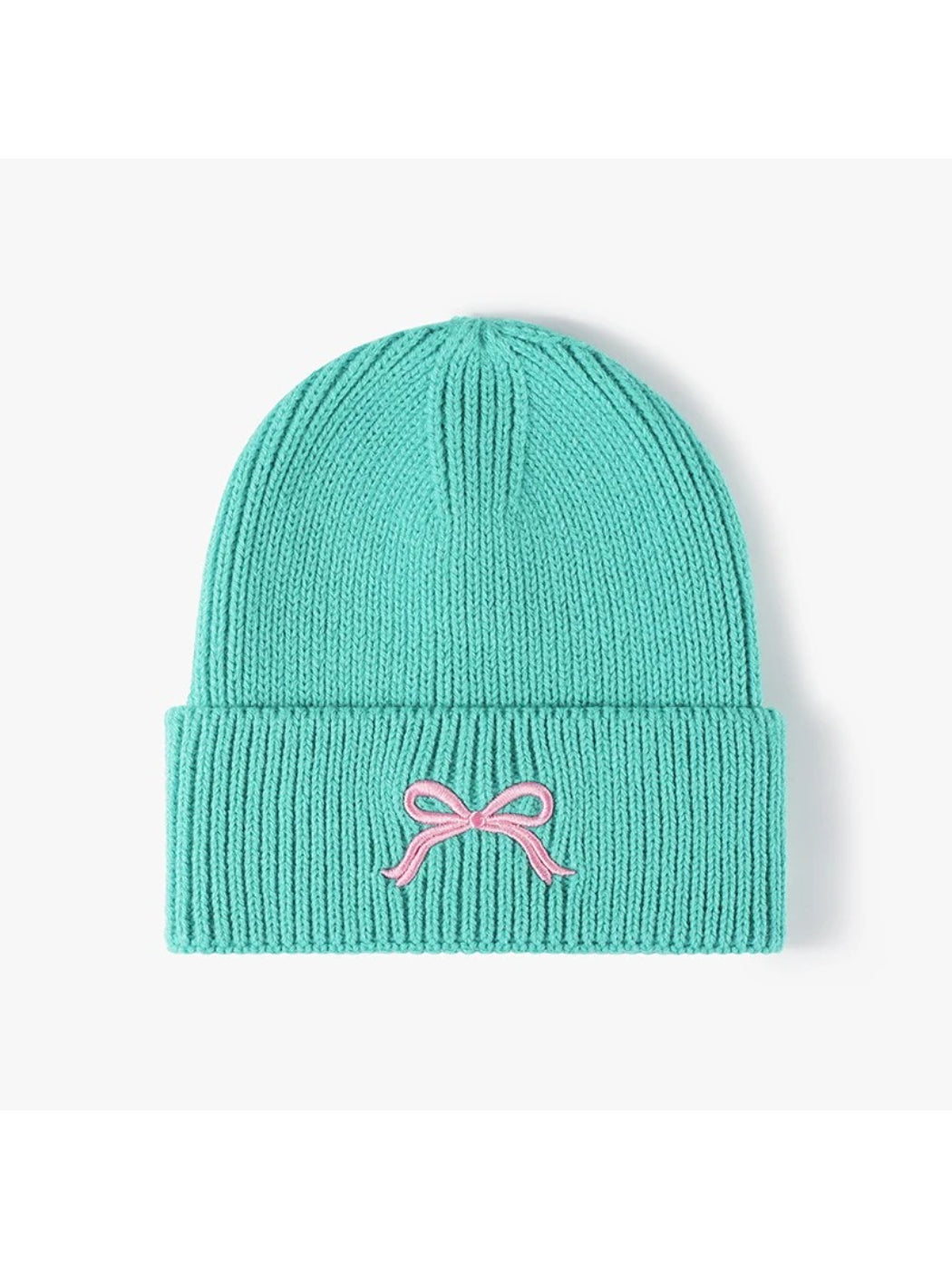 Haila - Bow Embroidered Cuffed Knit Beanie
