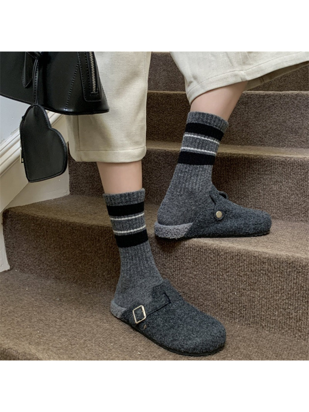 Rufia - Classic Stripe Ribbed Daily Crew Socks product image 1