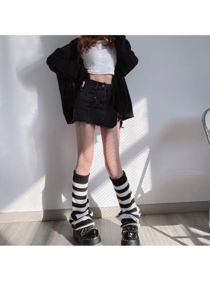 Cozyra - Bold Striped Slouchy Leg Warmers
