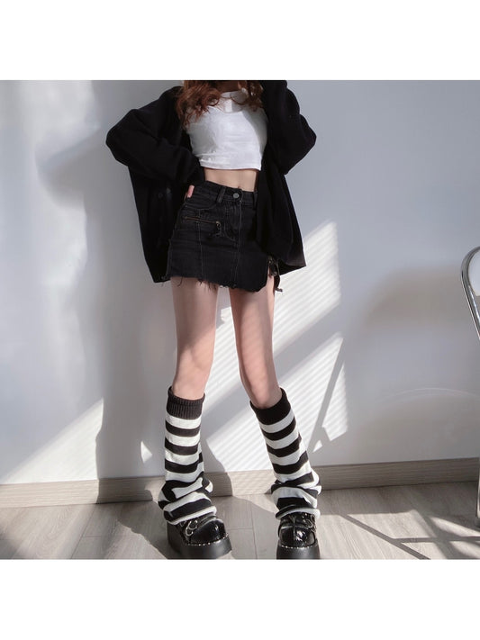 Cozyra - Bold Striped Slouchy Leg Warmers