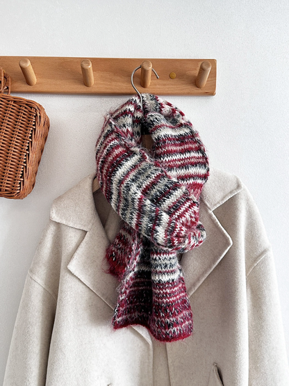 Scarvii - Fair Isle Stripe Textured Knit Scarf