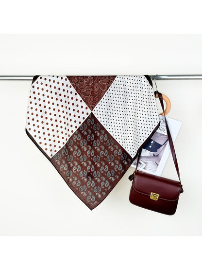 Scarvii - Paisley and Polka Dots Patchwork Square Scarf