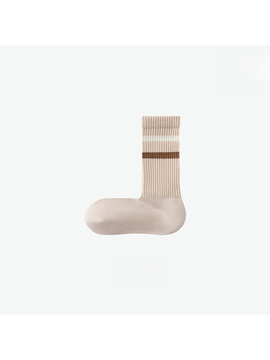 Rufia - Minimalist Ribbed Striped Cuffs Crew Socks