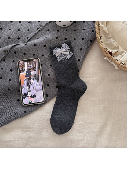 Rufia - Lace Bow Ribbed Socks