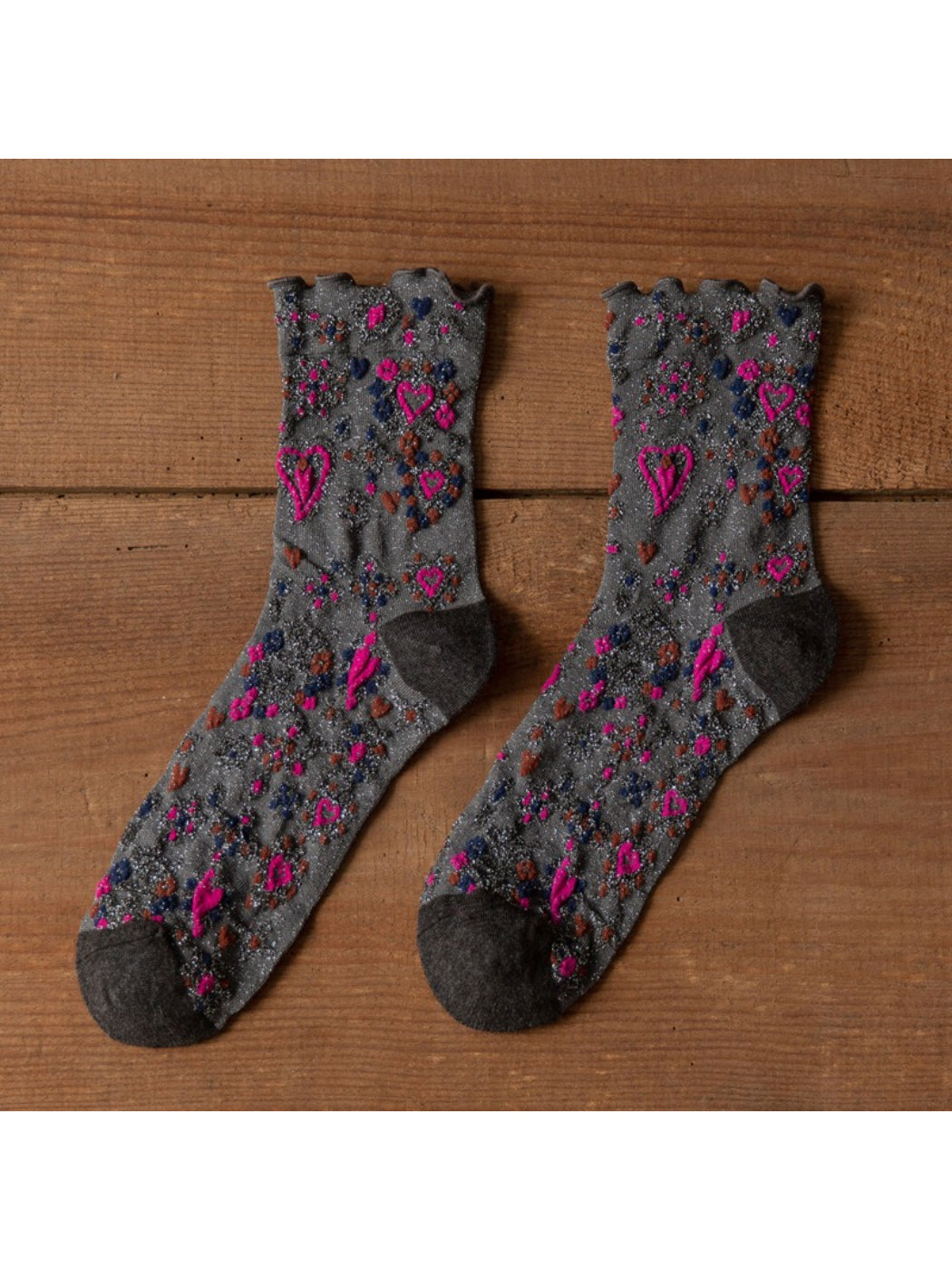 Rufia - Sweetheart Embroidered Crew Socks