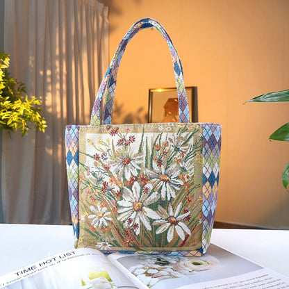 Cosbai - Geometric Lace Botanical & Animal Canvas Tote