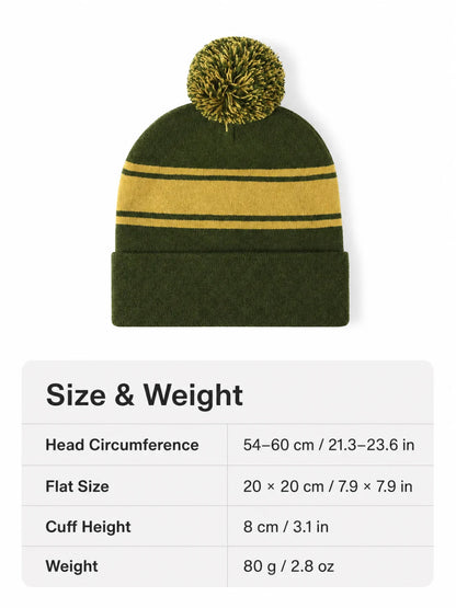 Haila - Striped Pom Cuffed Knit Beanie