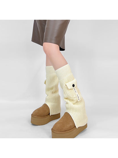 Cozyra - Slit Hem Solid Knit Women's Leg Warmers