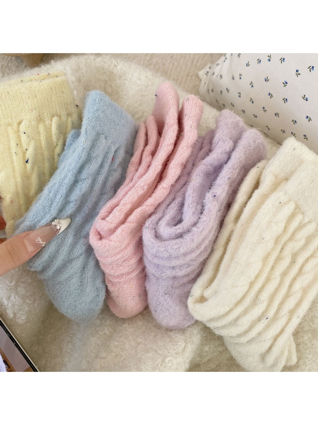 Rufia - Textured Everyday Casual Crew Socks