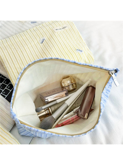 Cosbai Soft Stripe Makeup Pouch with tag visible on side
