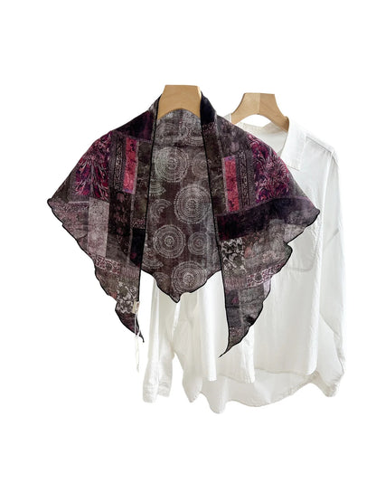 Scarvii - Sping Print Scalloped-Edge Triangle Scarf