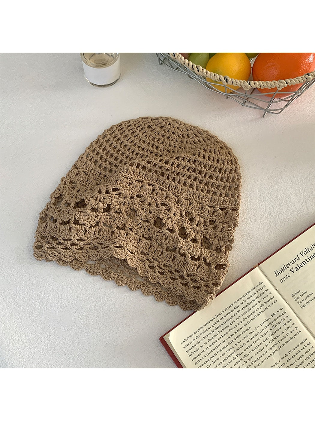 Haila - Women's Hollow Out Floral Knit Hat Cap