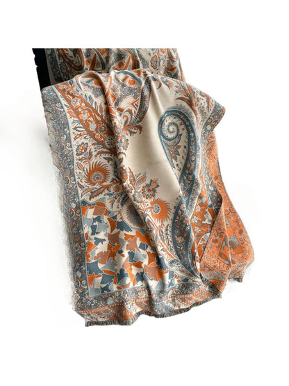 Scarvii - Vintage Cozy Classic Paisley Print Scarf