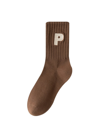 Rufia - Ribbed Letter Patch Minimal Crew Socks product image 5