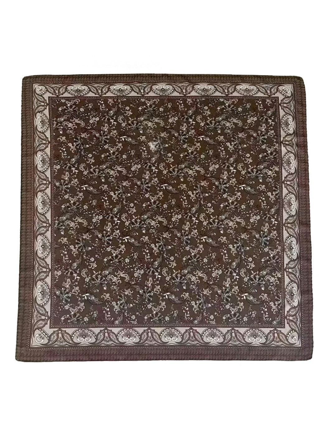 Scarvii - Brown Paisley Floral Pattern Square Scarf