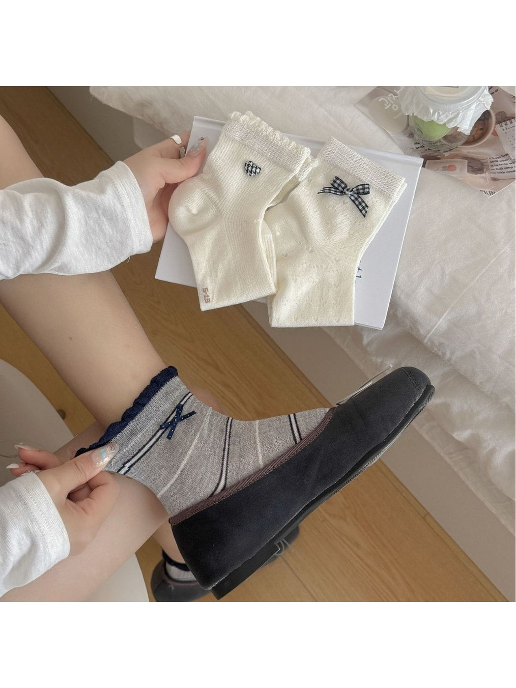 Rufia - Bow and Heart Fashion Ankle Socks