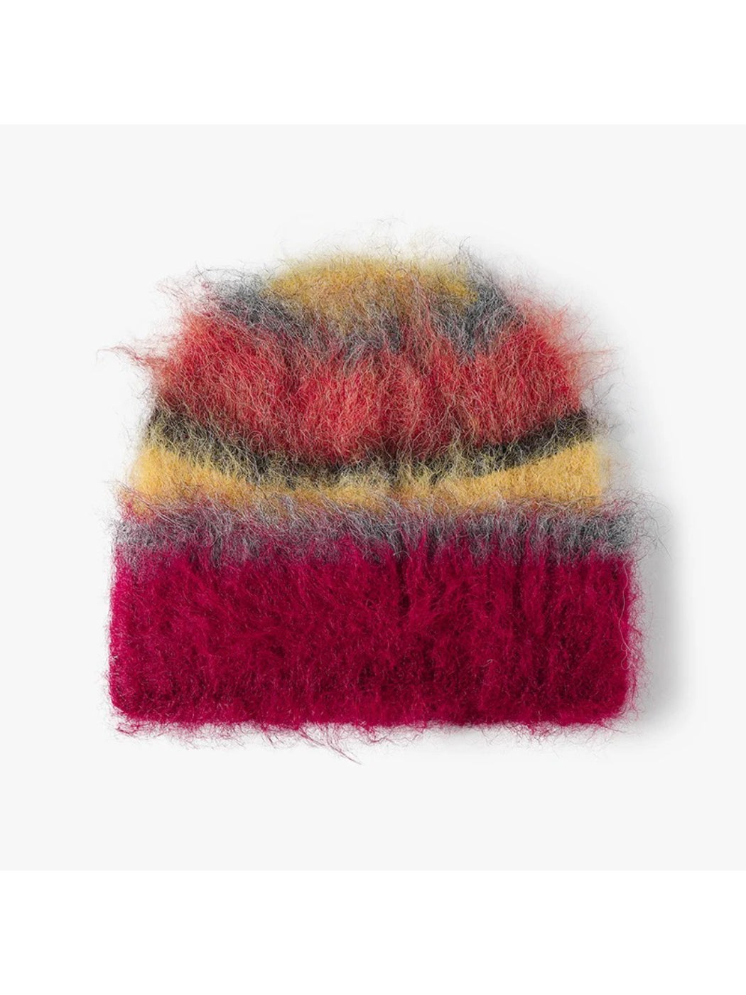 Haila - Fuzzy Multicolor Striped Cuffed Beanie