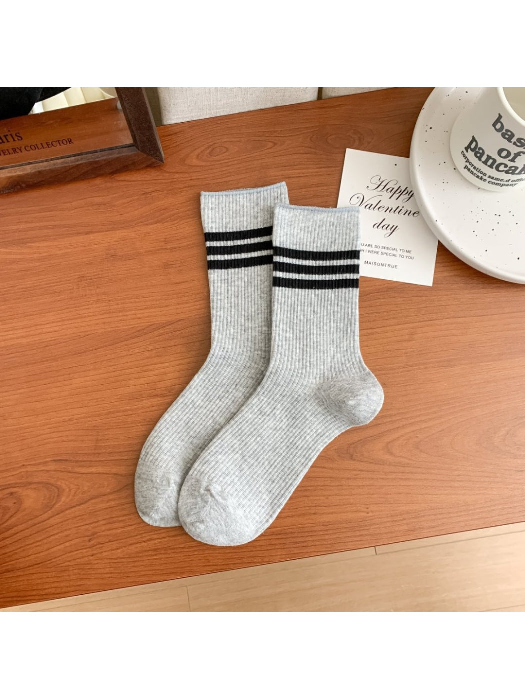 Rufia - Clean Stripe Ribbed Crew Socks