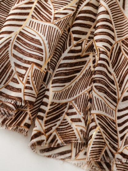 Scarvii - Elegant Versatile Leaf Print Lightweight Scarf
