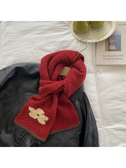 Scarvii - Flower Motif Blanket Stitch Knit Scarf