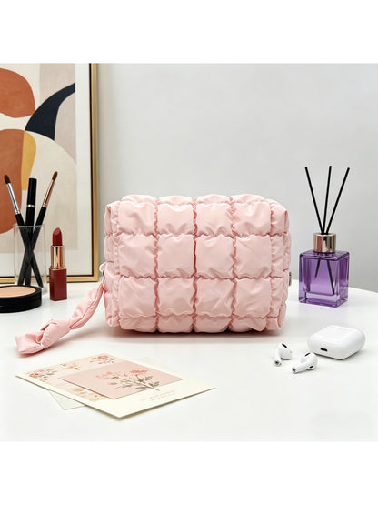 Cosbai - Quilted Grid Soft Cosmetic Organizer Bag