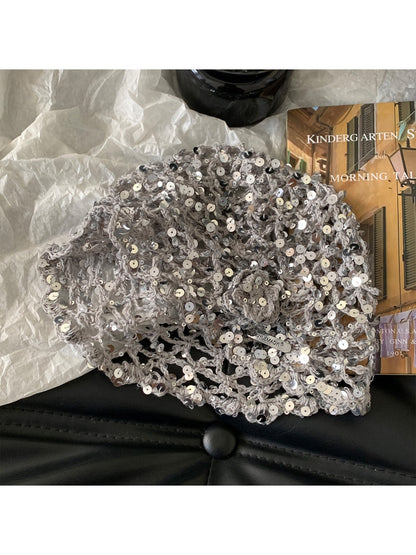 Haila - Foldable Openwork Floral Brimless Hat