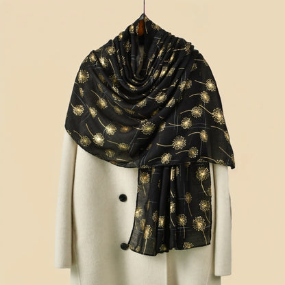 Scarvii - Golden Dandelion Printed Scarf - Stylish &Soft