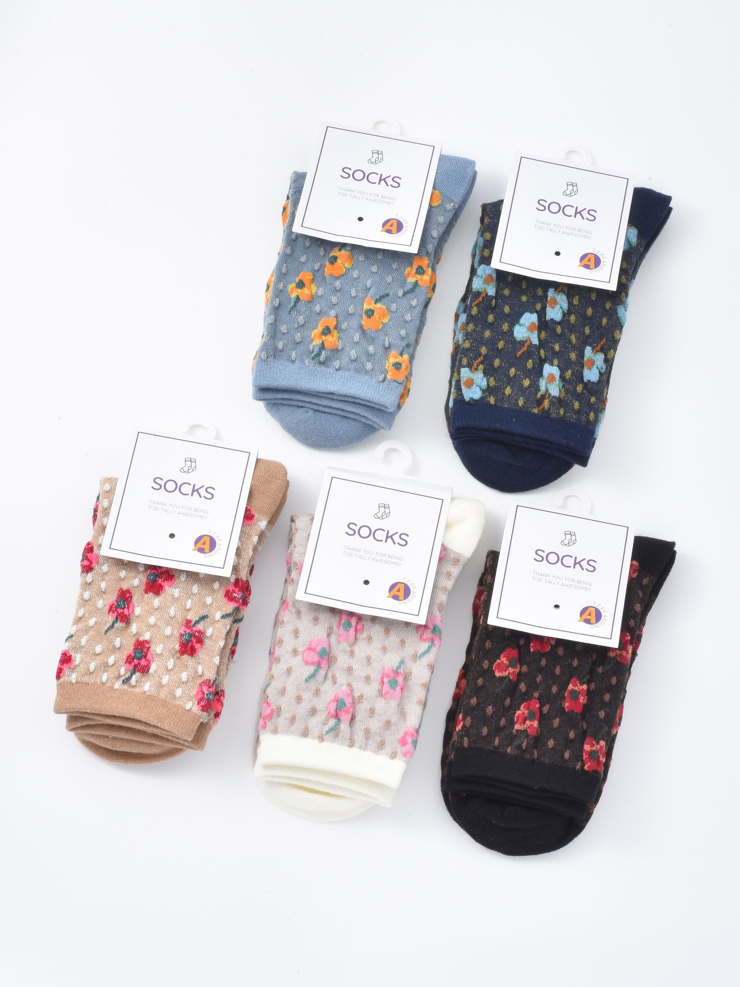 Rufia - Dotted Garden Floral Crew Socks
