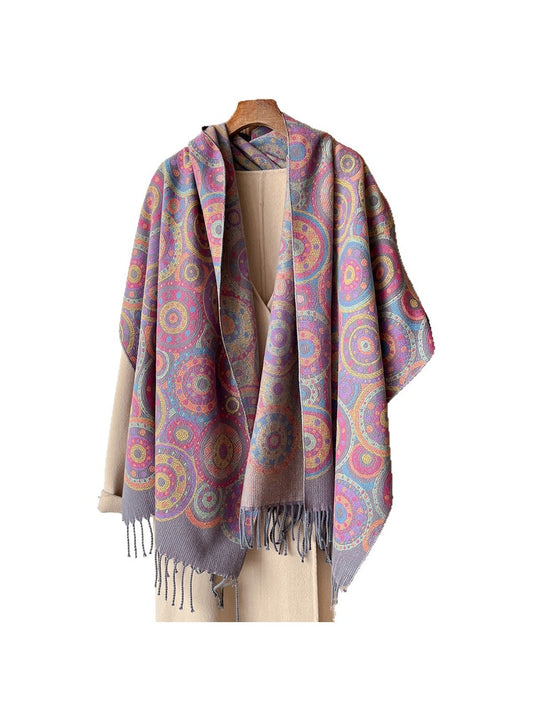 Scarvii – Circle Pattern Fringe Scarf & Wrap
