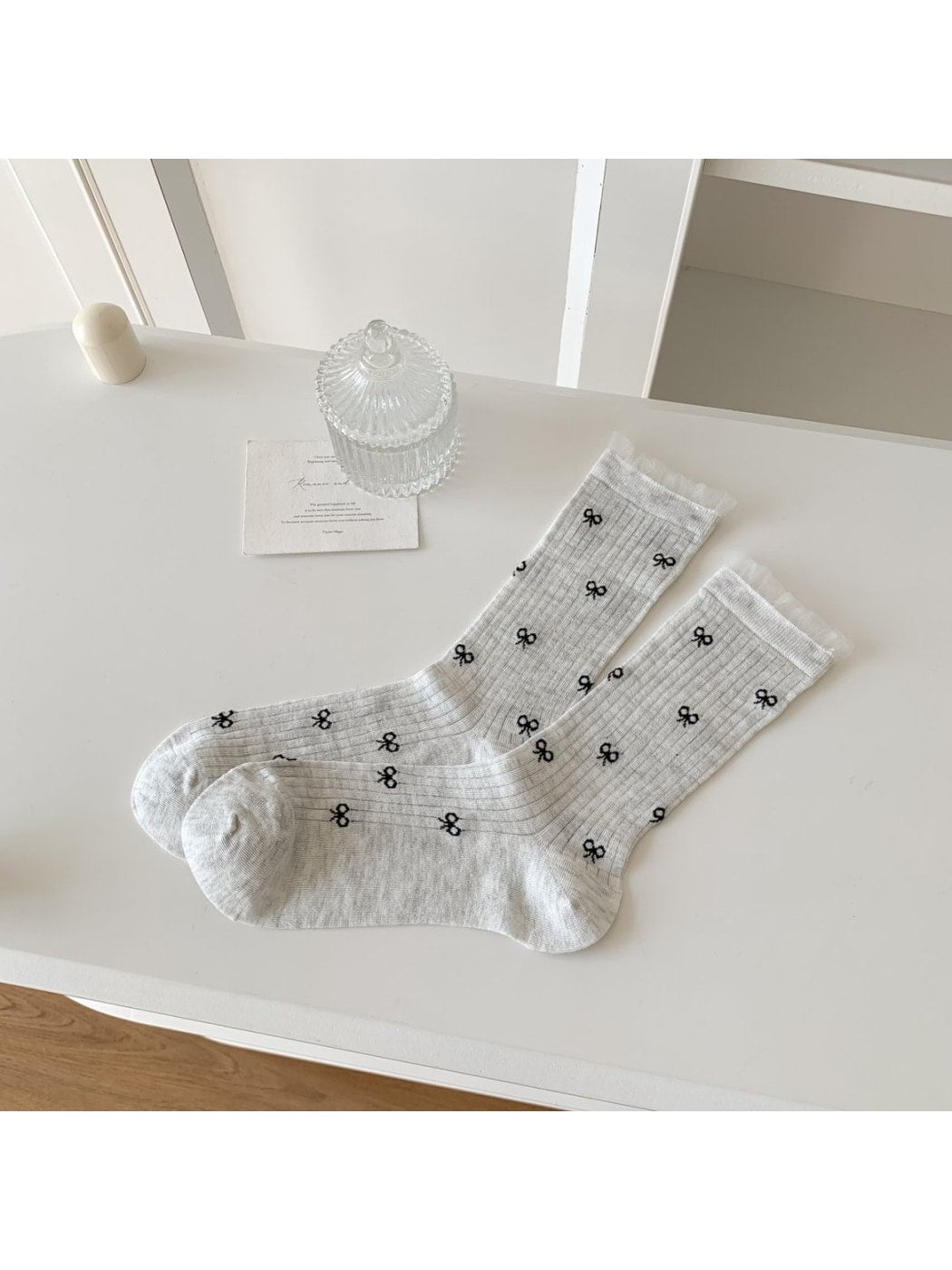 Rufia - Spring Casual Bow Accent Crew Socks