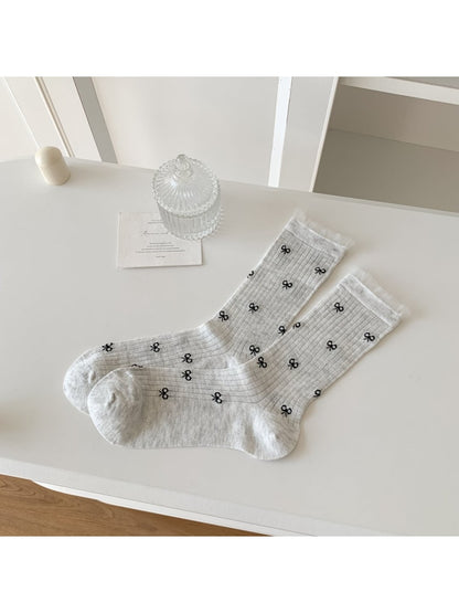 Rufia - Spring Casual Bow Accent Crew Socks