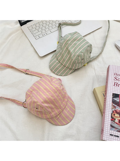 Cosbai – Retro Stripe Hat-Shaped Crossbody Bag