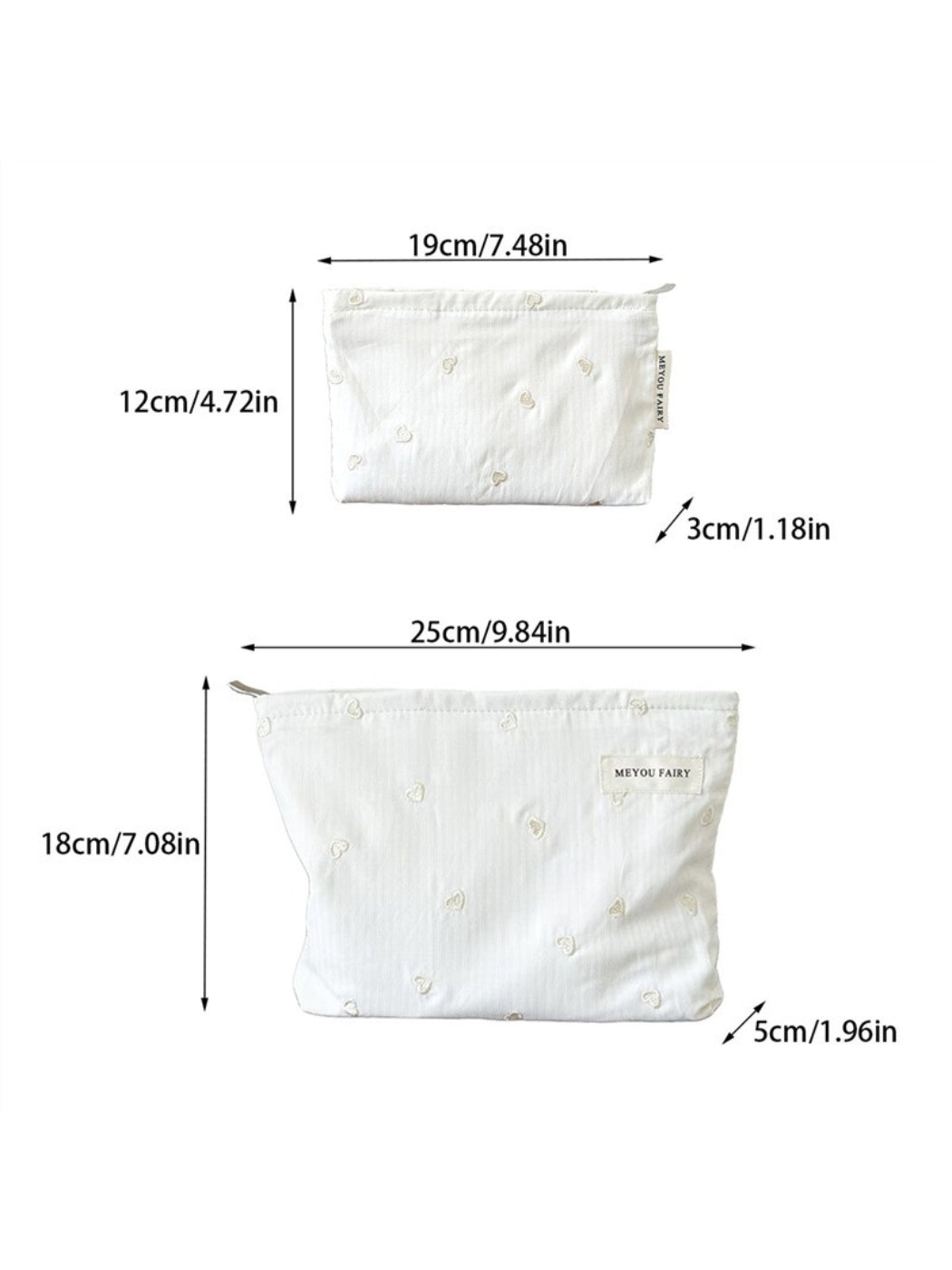 Cosbai Soft Stripe Heart Makeup Organizer Bag with handle for easy carrying