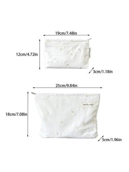 Cosbai Soft Stripe Heart Makeup Organizer Bag with handle for easy carrying