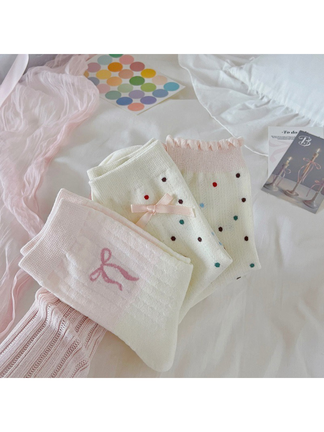 Rufia - Pastel Polka Dot Crew Socks