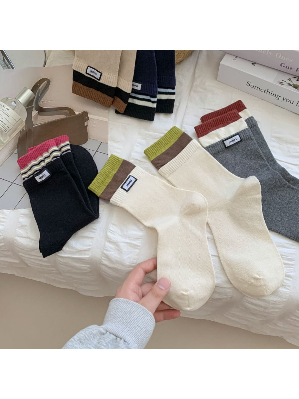 Rufia - Retro Color-Block Mid-Calf Socks