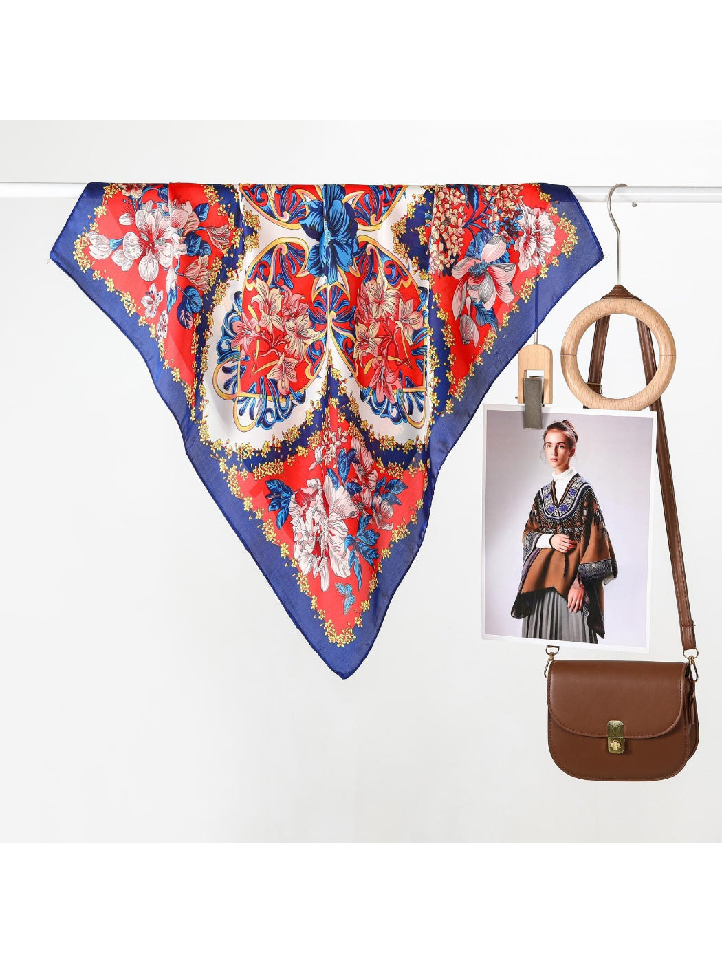Scarvii - Baroque Bow Floral Square Scarf