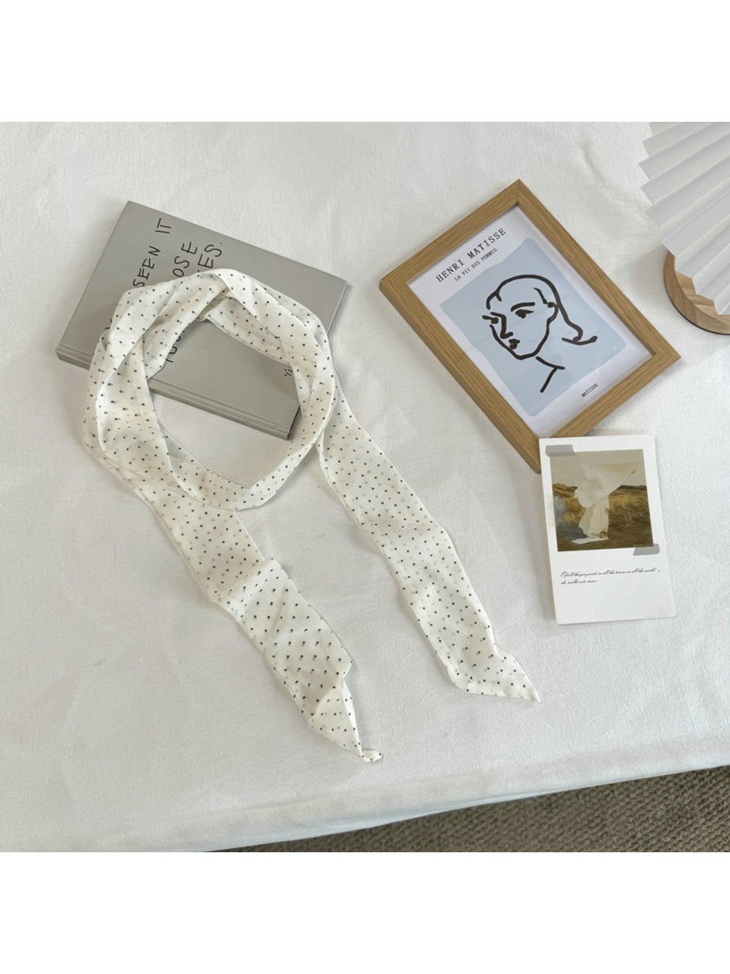 Scarvii - Muted Print Elegant Narrow Scarf