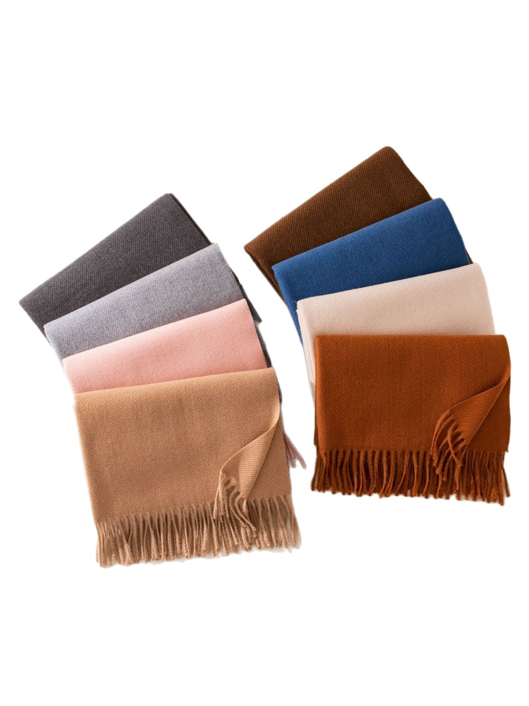 Scarvii - Classic Tassel Trim Solid Color Wrap Scarf