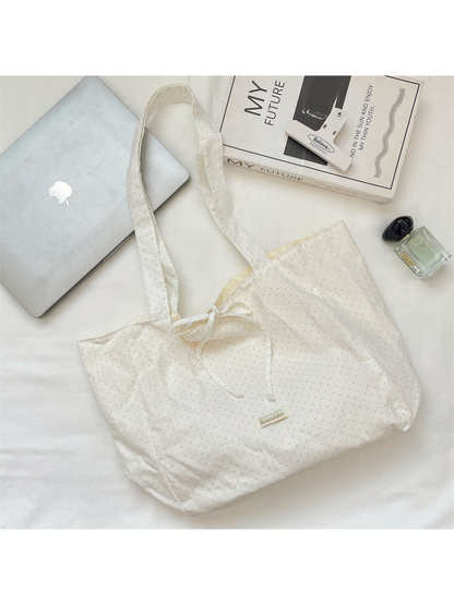 Cosbai - Polka Dot Bow Shoulder Tote