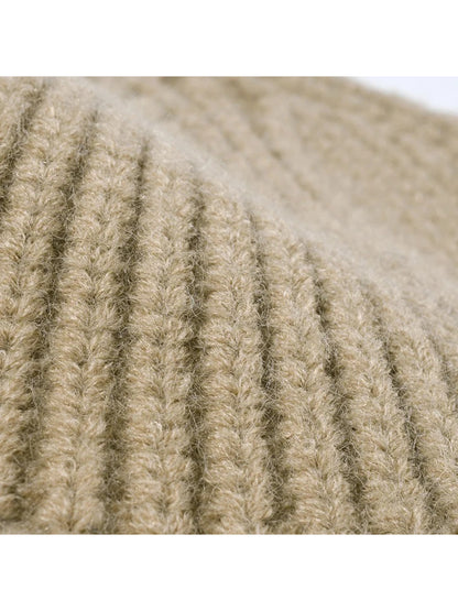 Haila - Herringbone Cuff Textured Knit Beanie