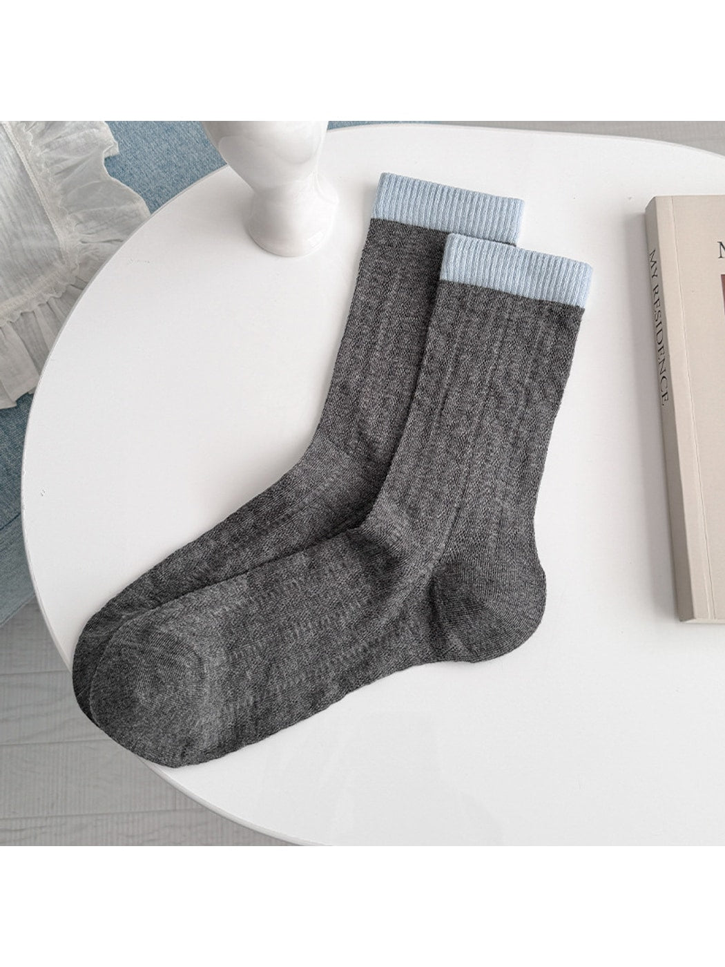 Rufia - Color Block Mesh Detail Women's Crew Socks