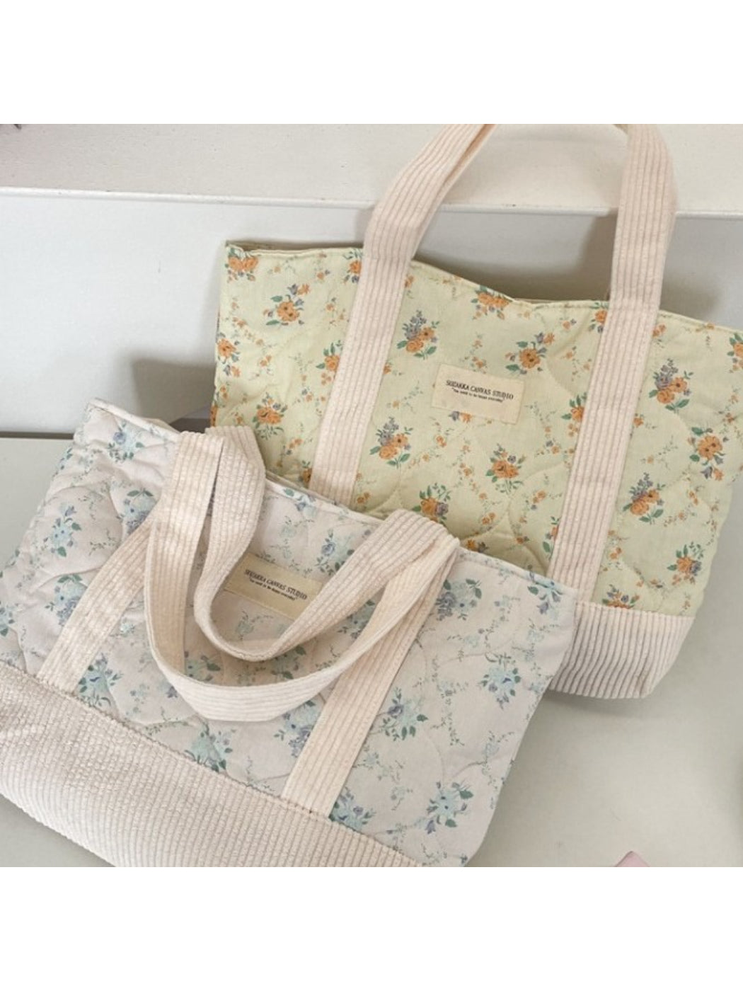 Cosbai - Quilted Floral Tote Bag